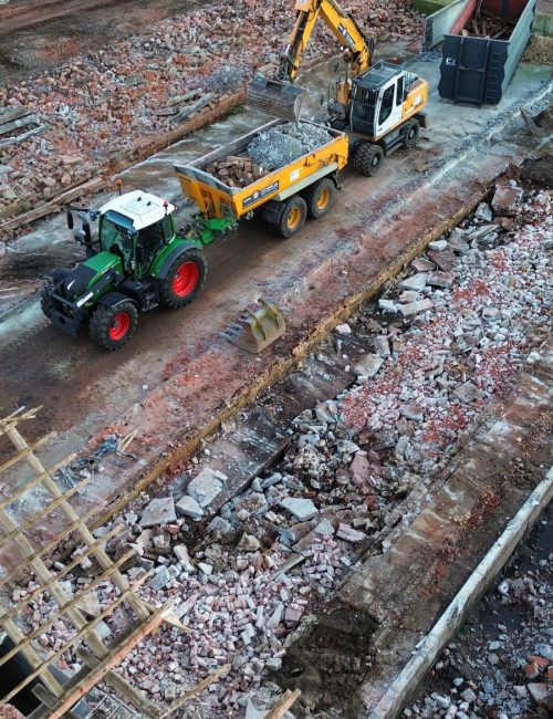 Luftbildaufnahme eines Abrisses